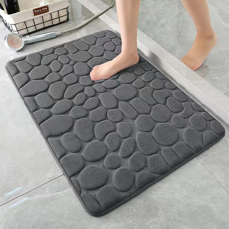 Coral Fleece Embossed Stone Bath Mat