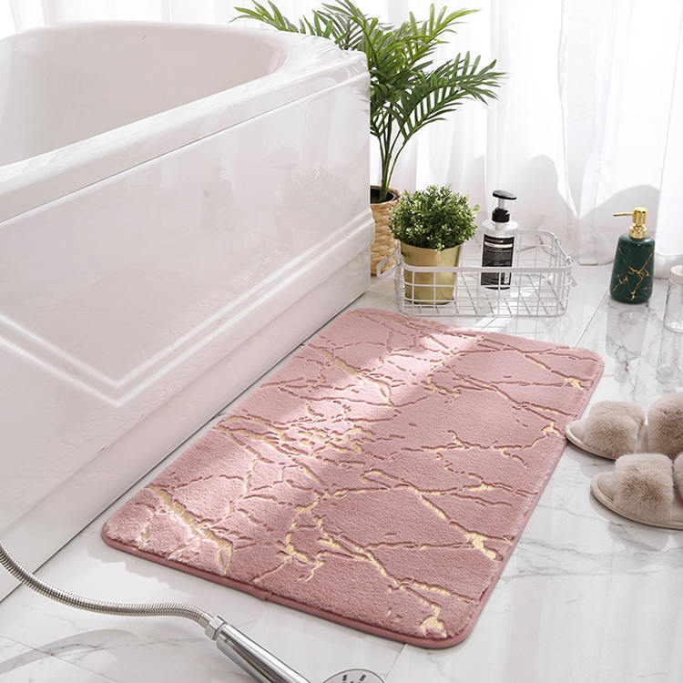 Faux Rabbit Fut+Gold Foil Bath Mat